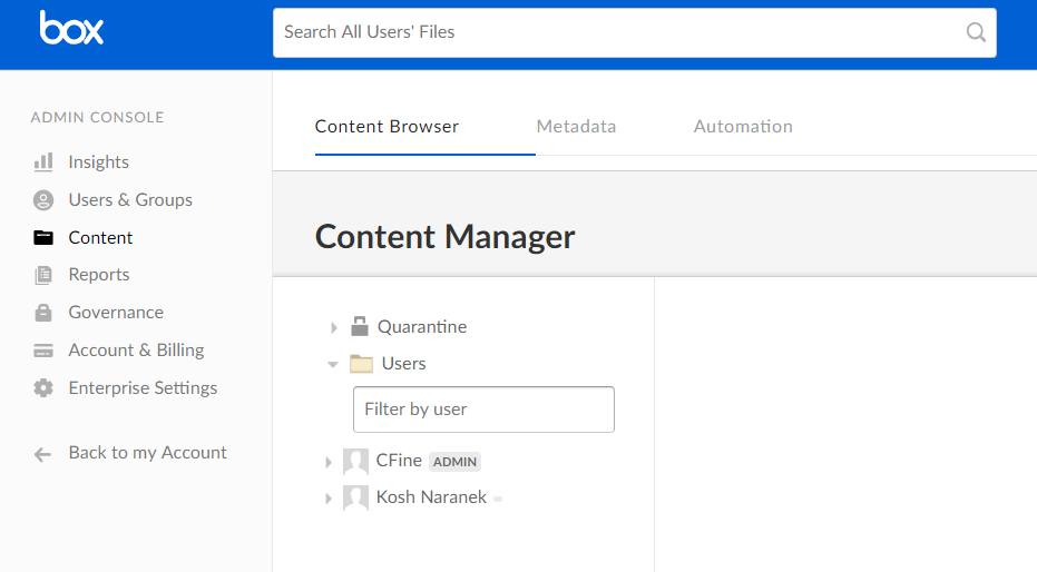 a screenshot of the box content manager page