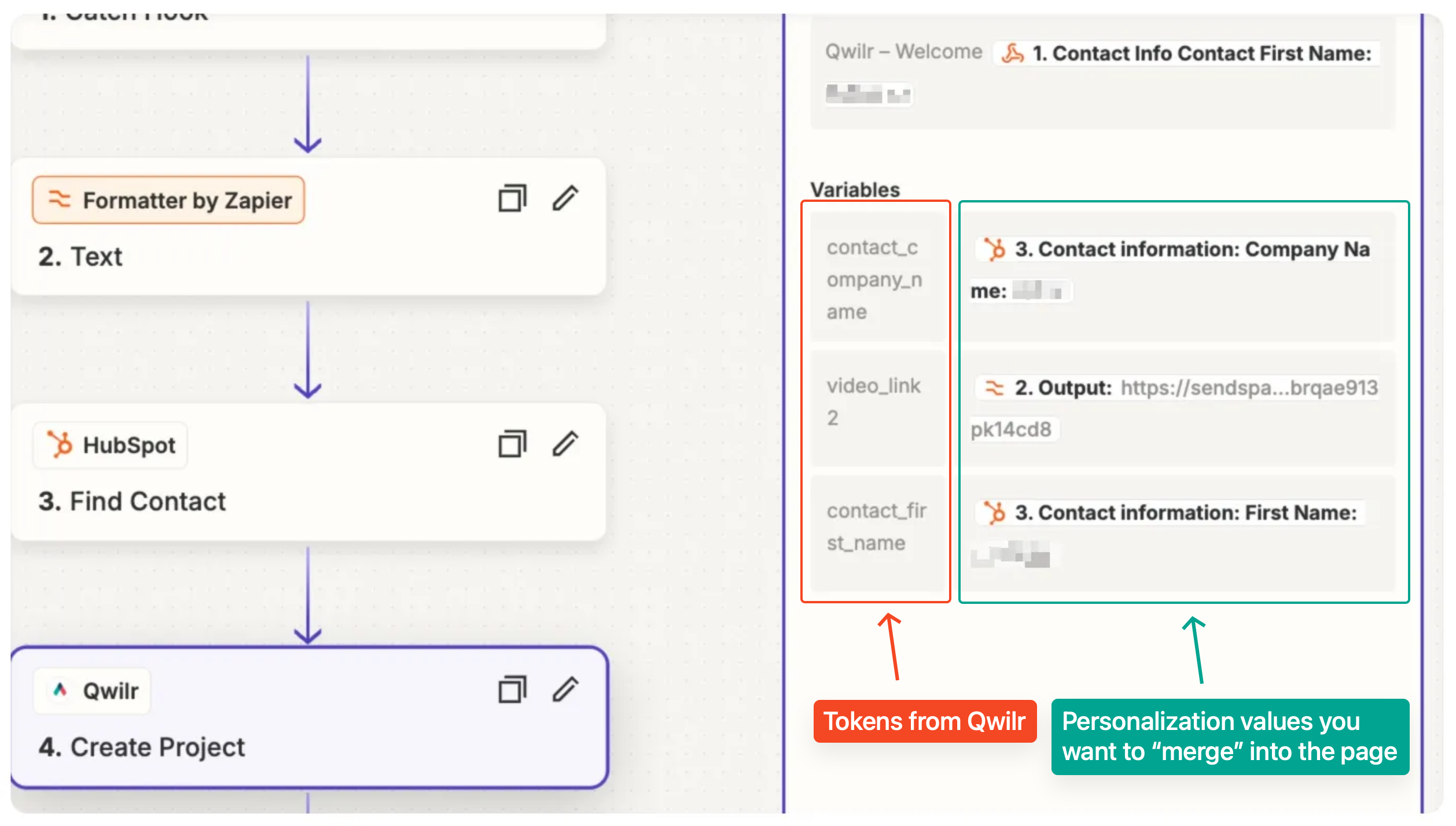 In the variables section, include any tokens you created for the page in Step 1, such as the video link. This is where all page personalizations are applied.