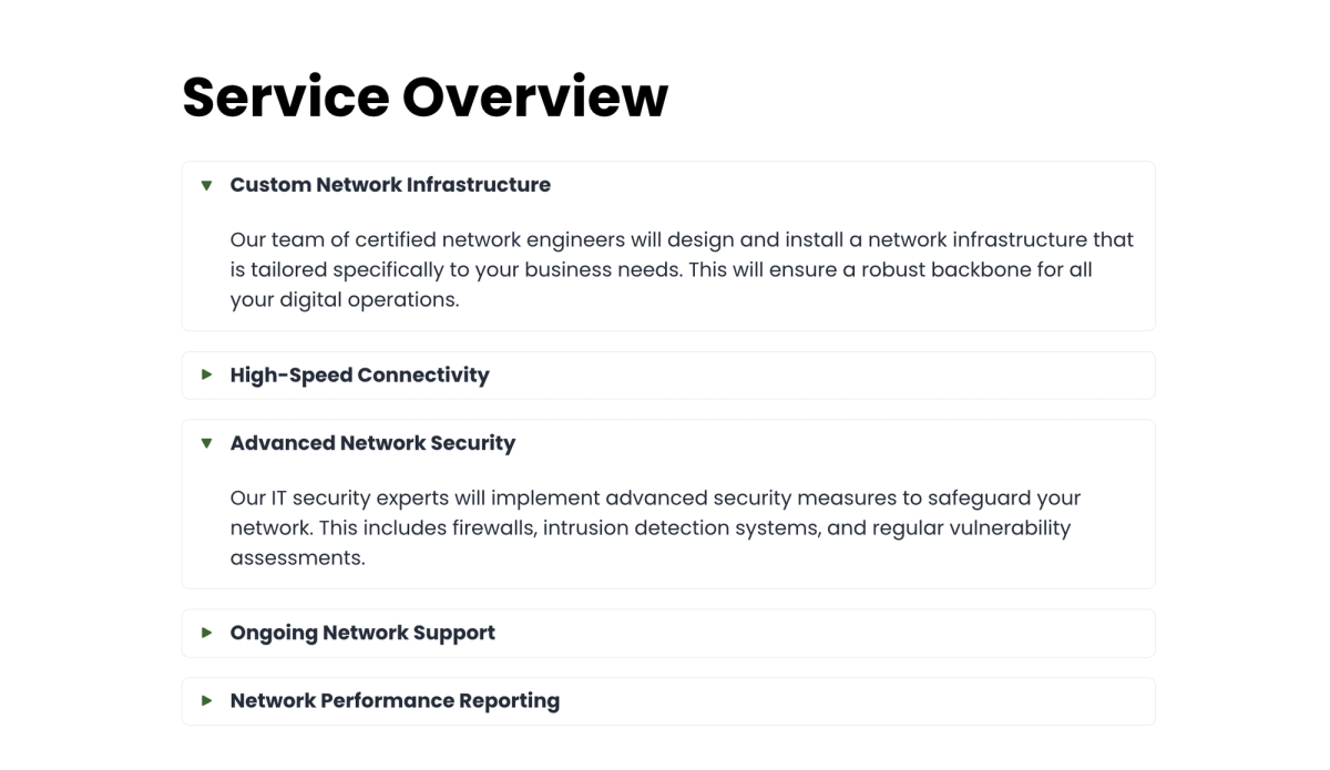 a screenshot of a service overview page on a website .