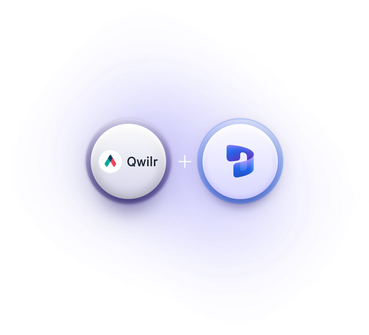 Qwilr logo and an abstract blue logo with a plus sign.