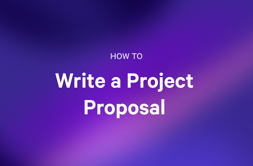 how to write a project proposal on a purple background
