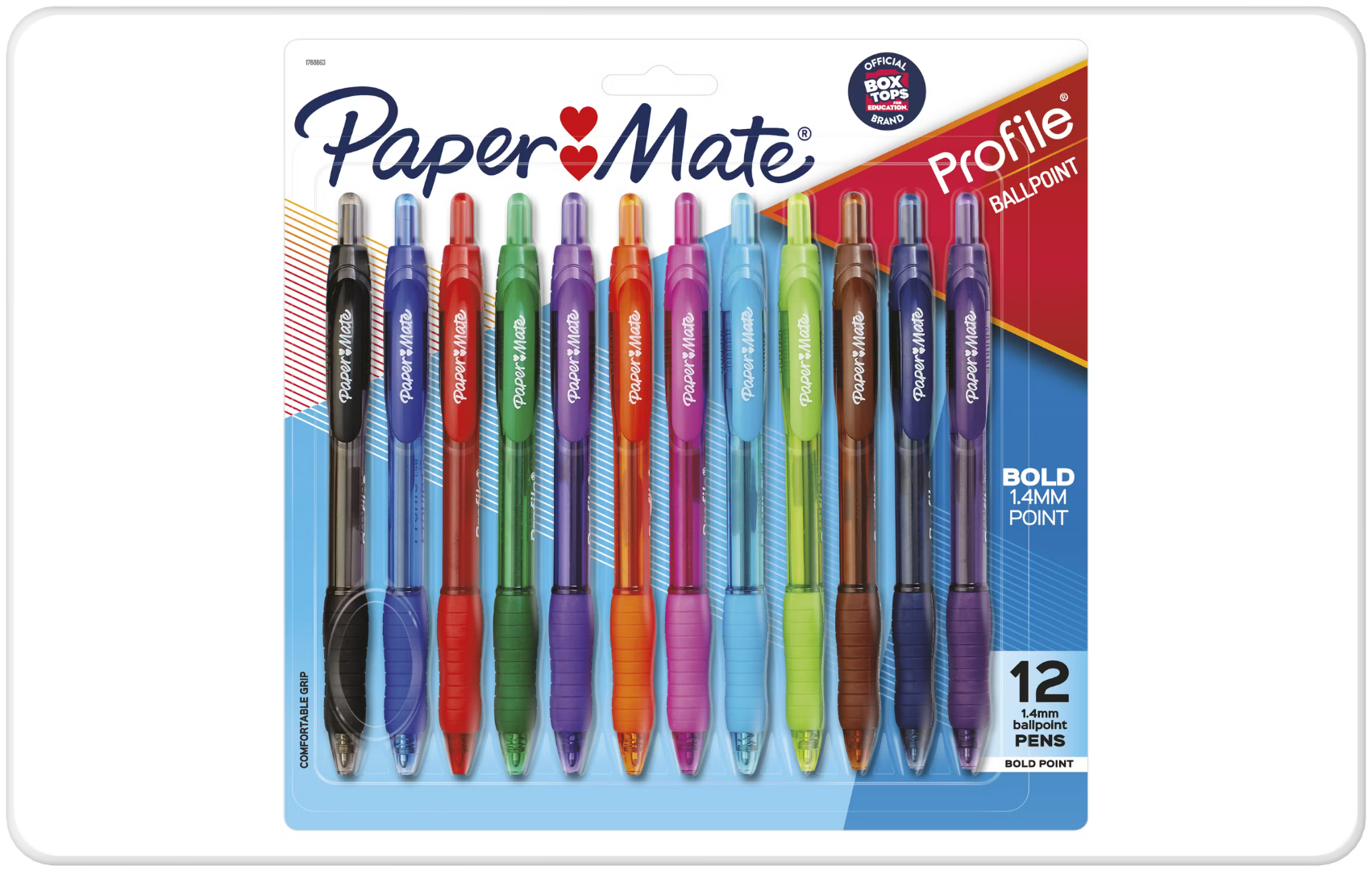 a pack of 12 paper mate profile ballpoint pens