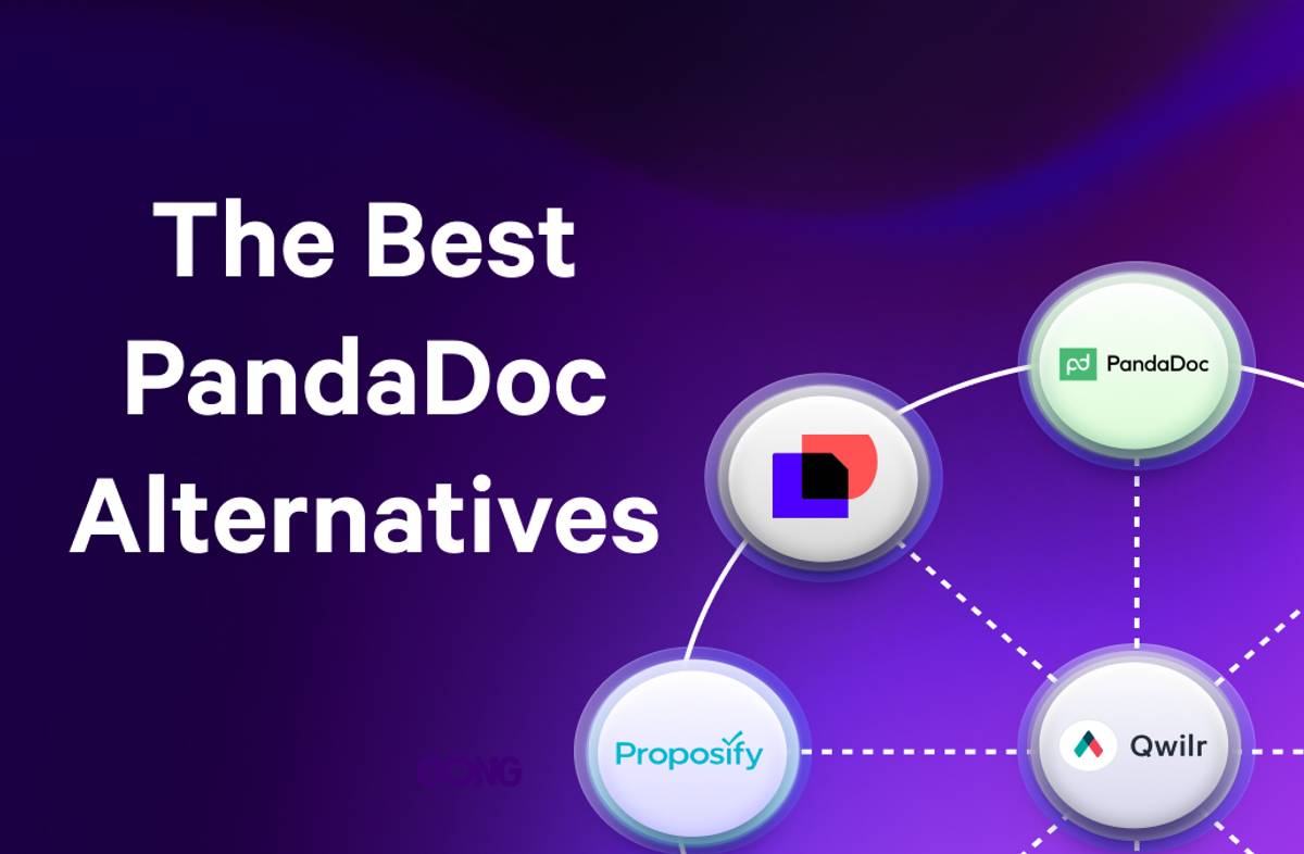 the best pandadoc alternatives are listed on a purple background .