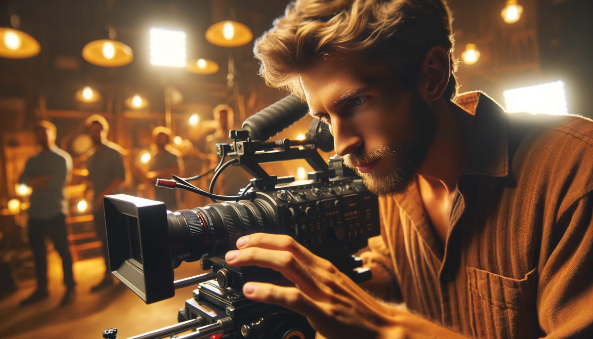 man holding video camera