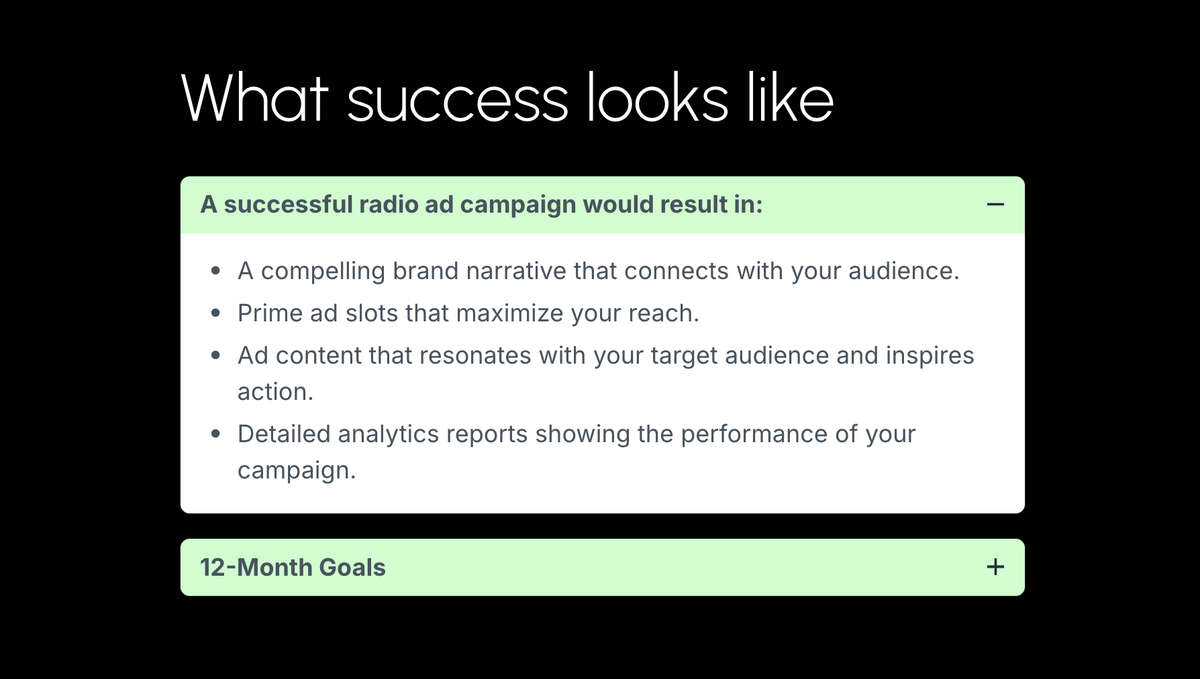 a successful radio ad campaign would result in a compelling brand narrative that connects with your audience
