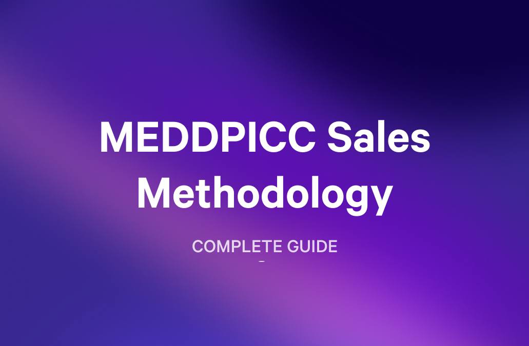 MEDDPICC Sales Methodology: Complete Guide text on a purple background.