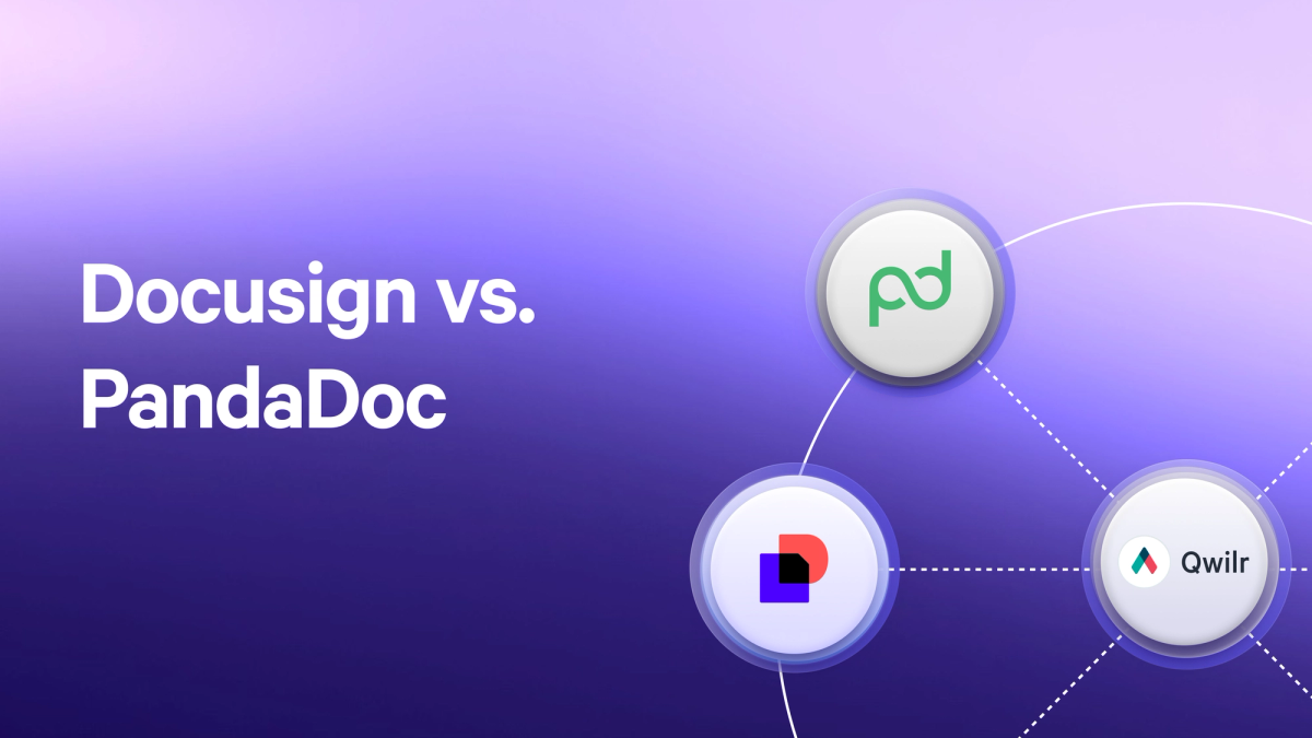 a purple background with the words " docusign vs. pandadoc "