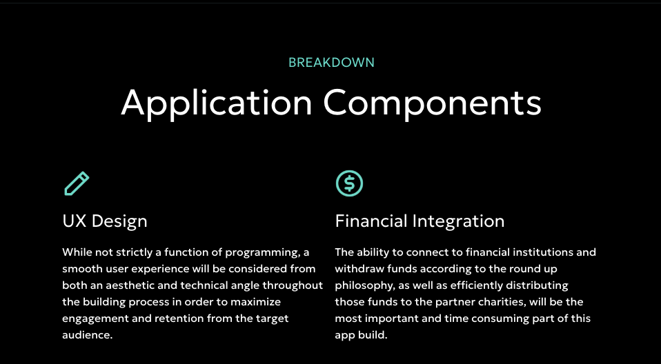 a black background with the words application components on it