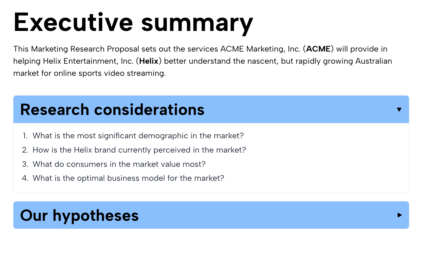 an executive summary of a marketing research proposal