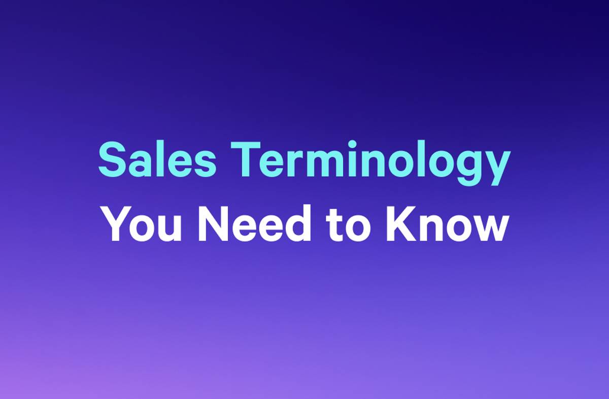 a purple background with the words `` sales terminology you need to know '' written on it .