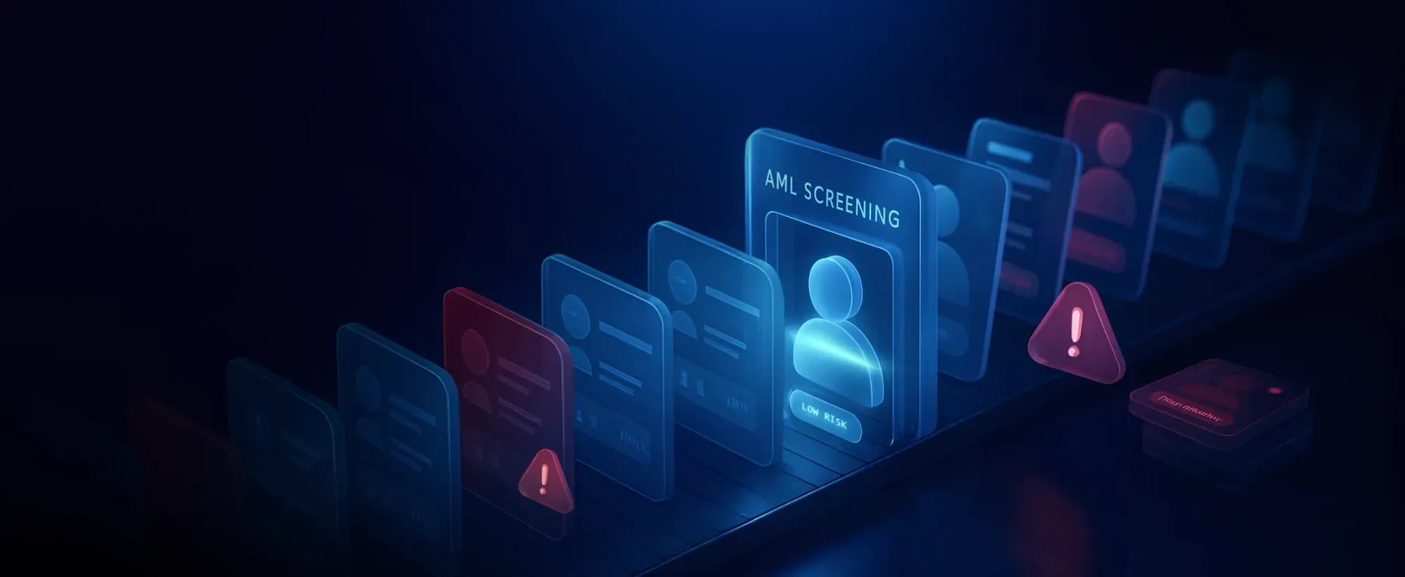 a row of cards with a person on them and a warning sign .