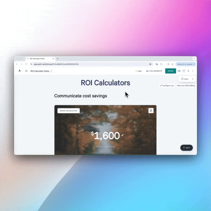 a computer screen is open to a page that says roi calculators communicate cost savings .