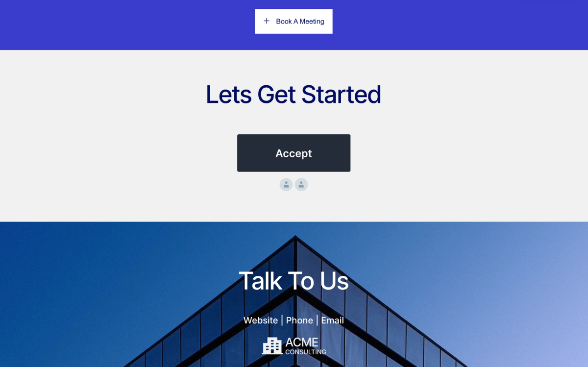a screenshot of a website for acme consulting