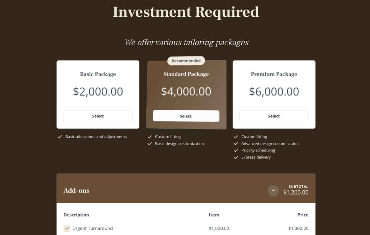 a screenshot of a website that says investment required