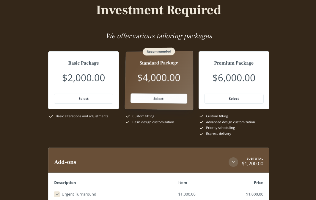 a screenshot of a website that says investment required