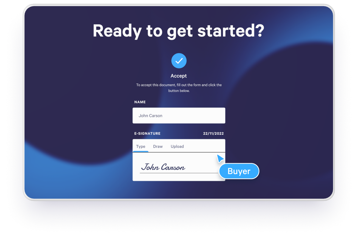 Accelerate deals by collecting legally-compliant e-signatures right from your Qwilr pages