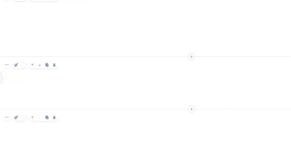 Two identical rows of minimalist UI controls with icons for options, actions, and adding items.