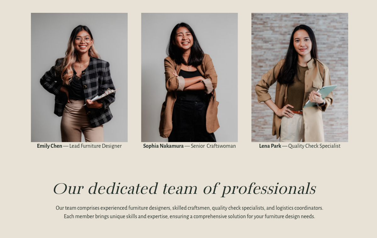 Team section of a proposal