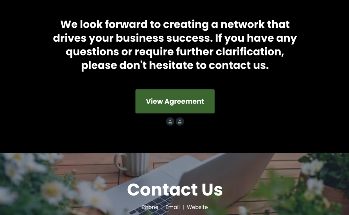 a website that says we look forward to creating a network that drives your business success