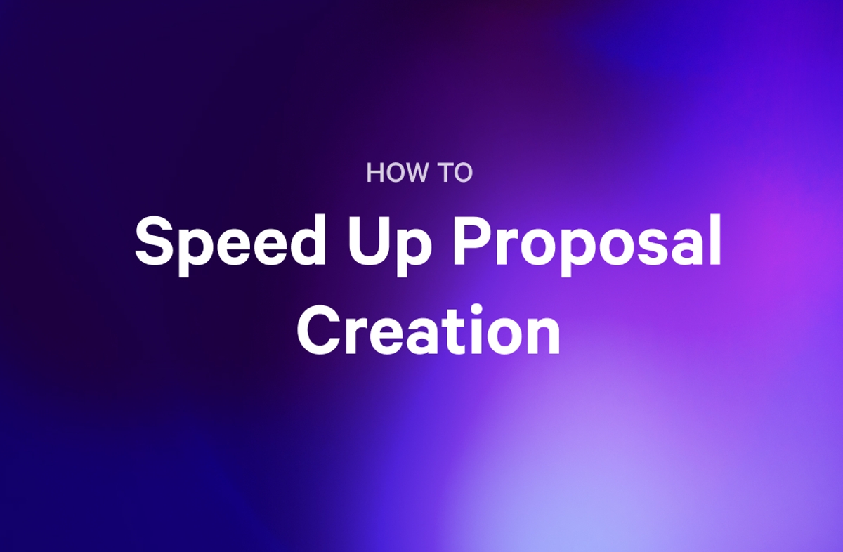 a purple background with the words `` how to speed up proposal creation '' written on it .