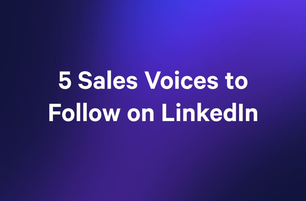 a blue background with the words `` 5 sales voices to follow on linkedin '' written on it .