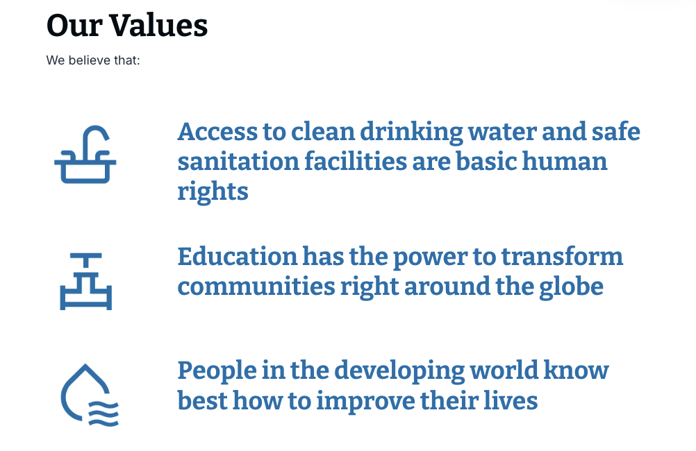 a poster that says our values on it
