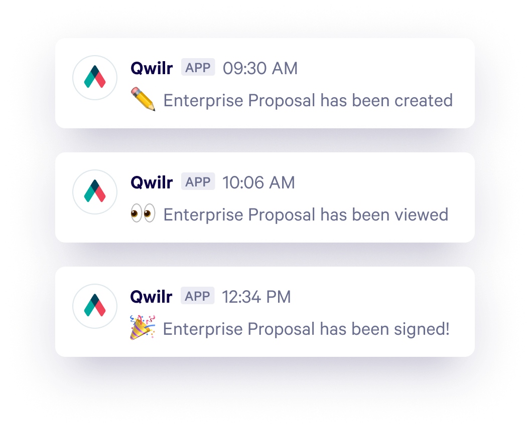 a qwilr app has been created and enterprise proposal has been viewed