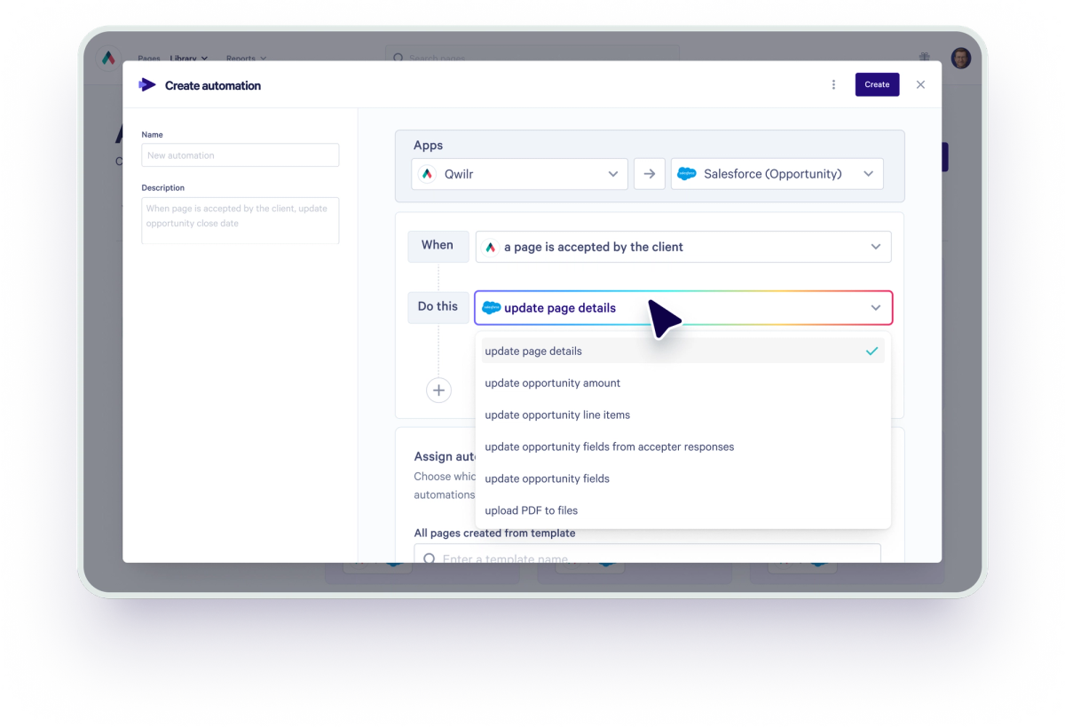 a screen that says create automation on it
