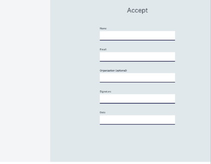 a form that says accept on the top of it