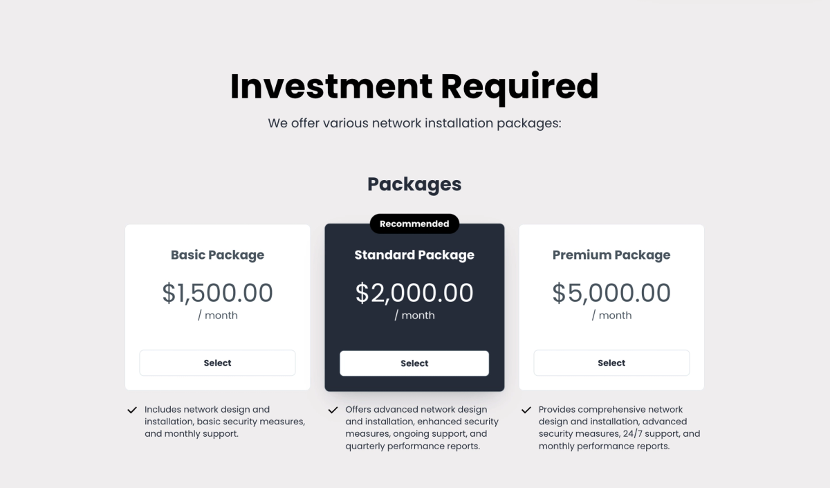 a screenshot of a website that says investment required
