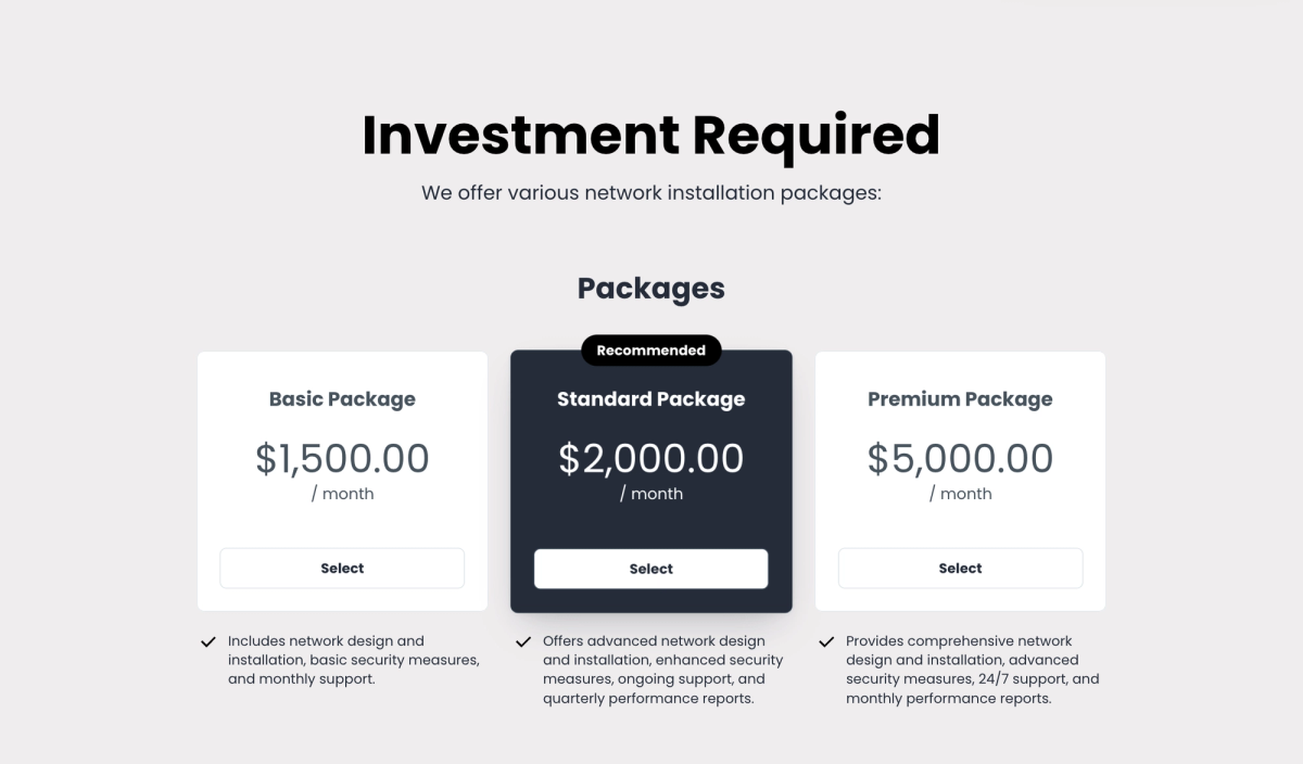 a screenshot of a website that says investment required