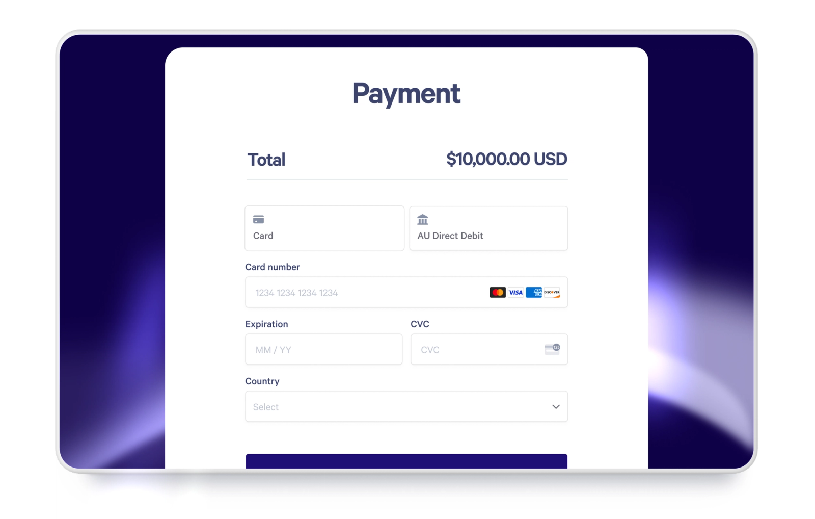 a screenshot of a payment page on a tablet .