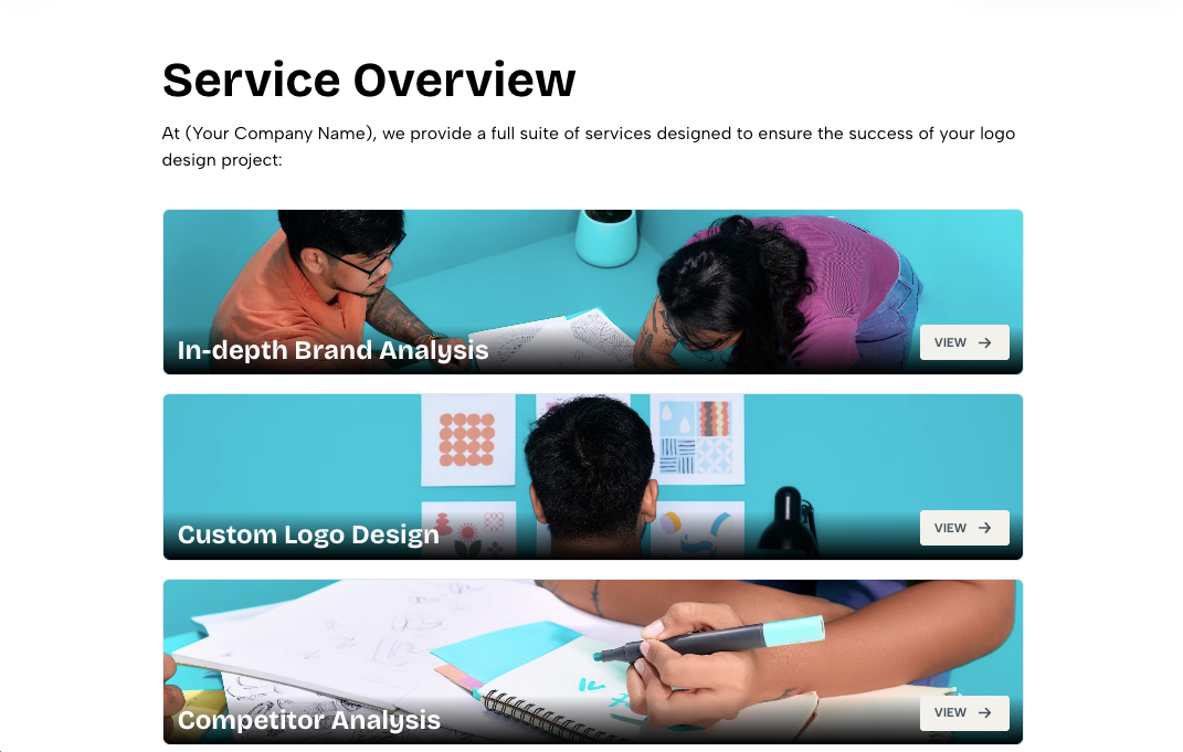 a screenshot of a service overview page