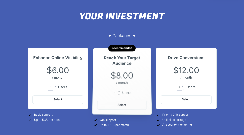 a screenshot of a website that says your investment