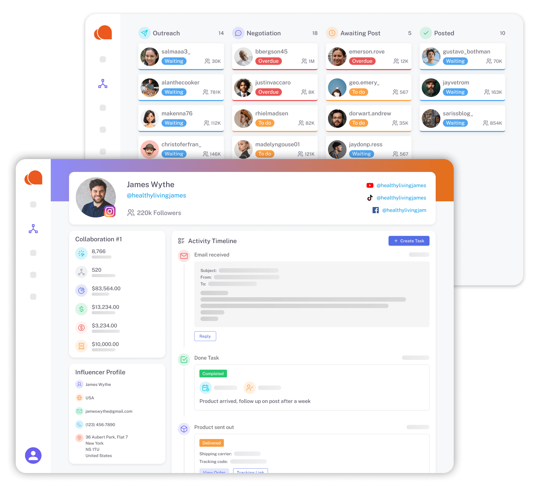 influencer hero interface