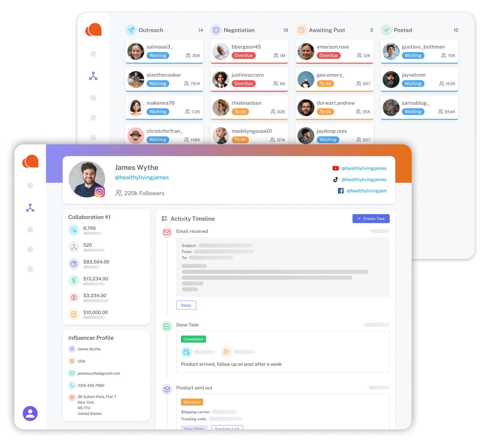 influencer hero interface