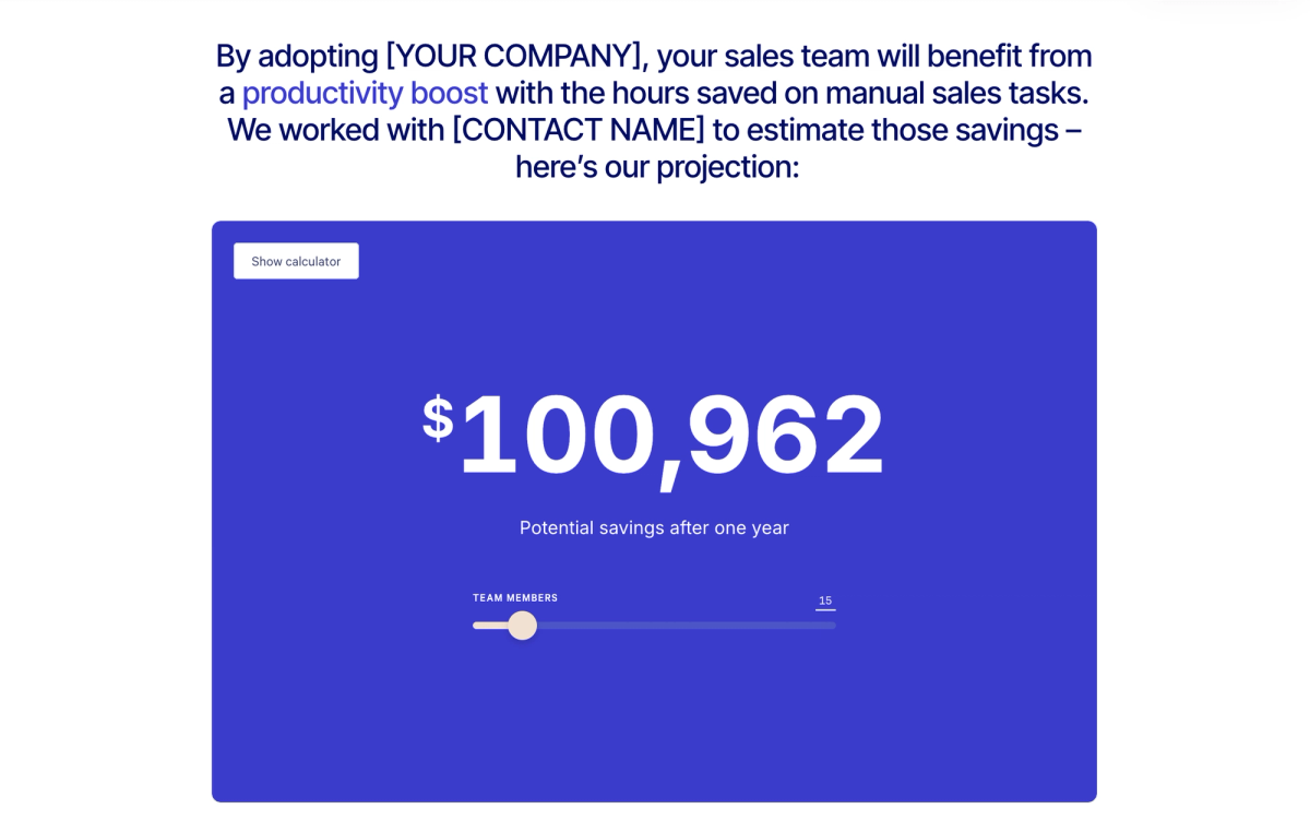 a calculator shows the potential savings after one year