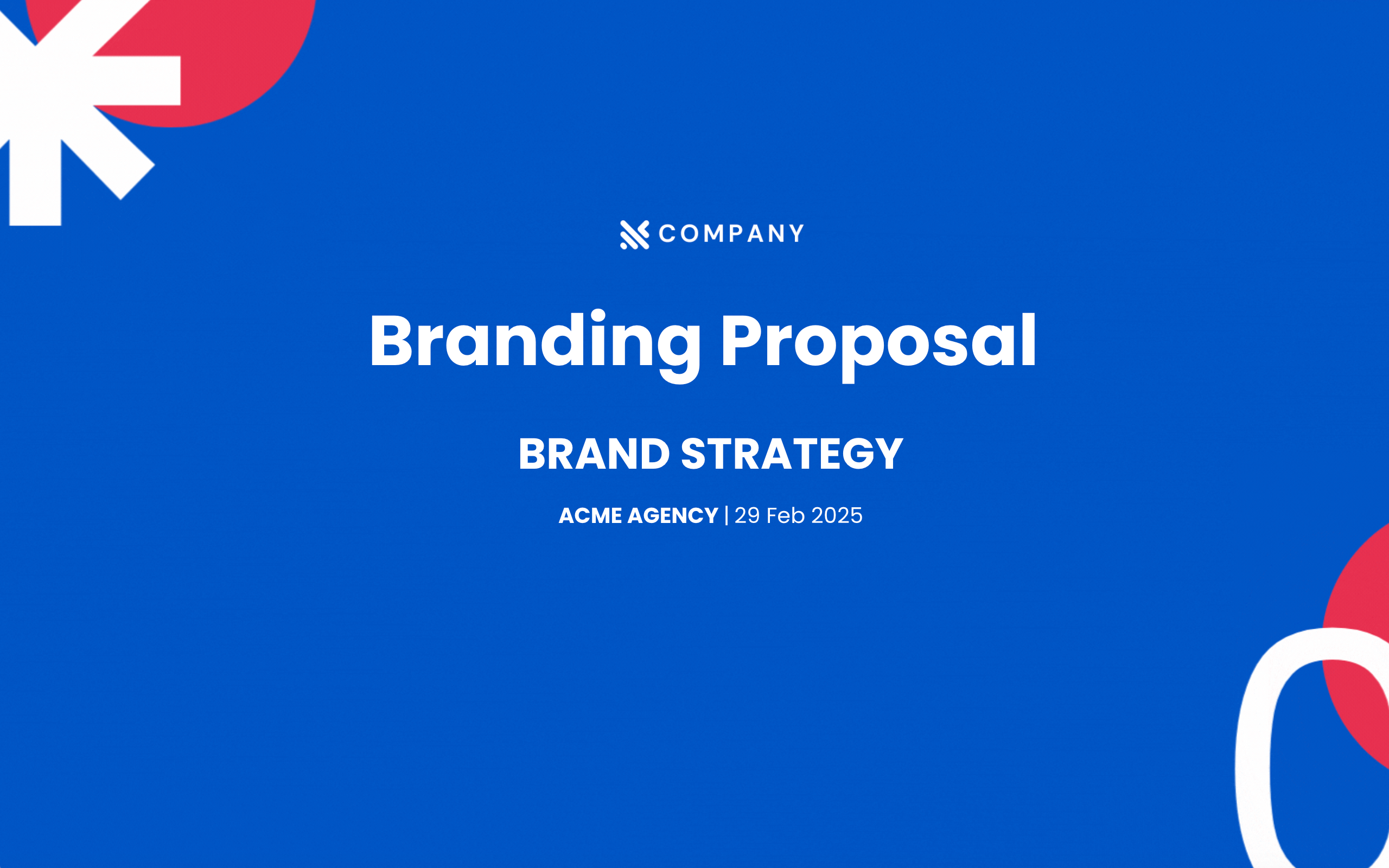 a blue background with the words branding proposal brand strategy