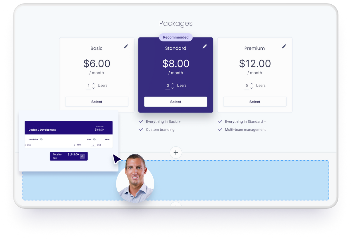 An AE pulling together a contract in Qwilr