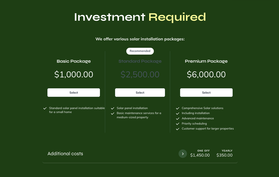 a screenshot of a website that says investment required