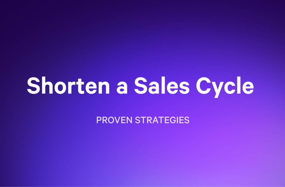 Text on a gradient background says "Shorten a Sales Cycle" and "PROVEN STRATEGIES".