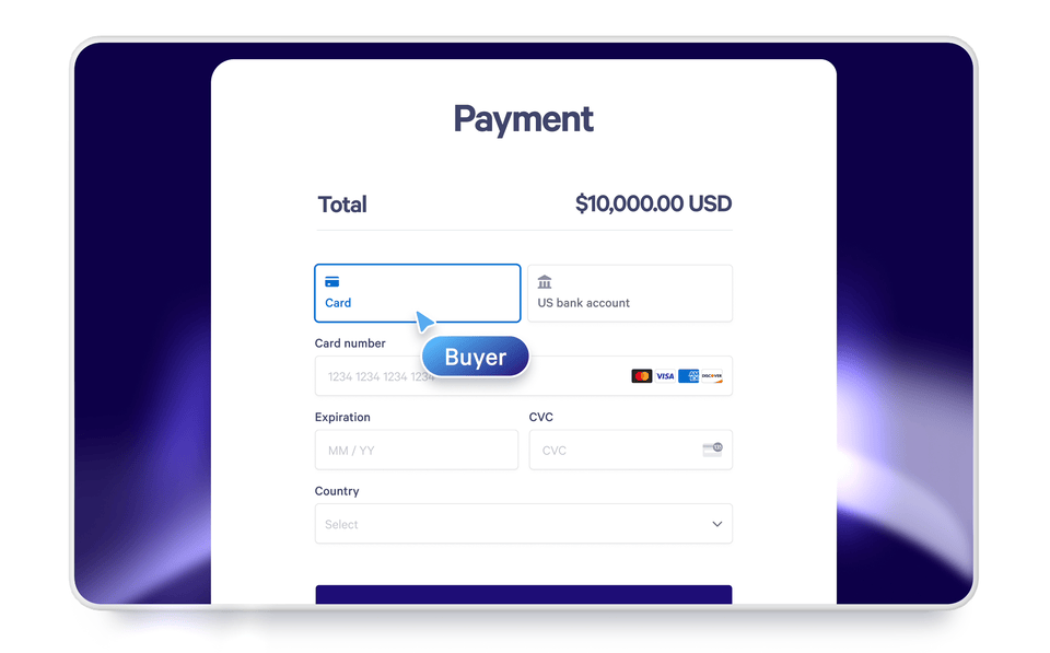 a screenshot of a payment page on a tablet
