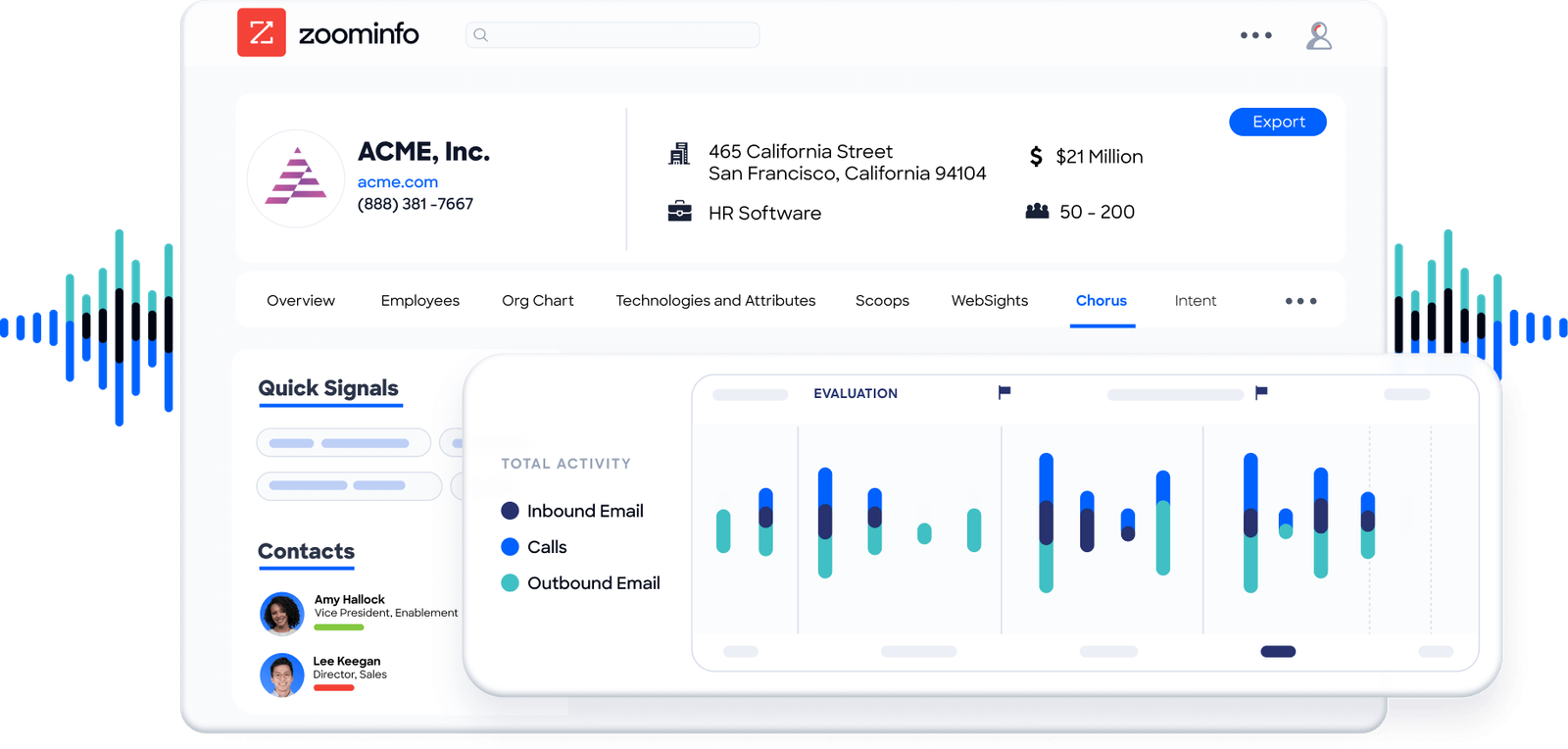 a screen shot of zoominfo interface