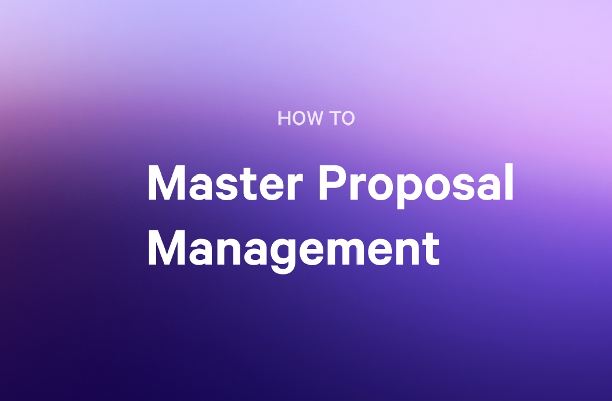 a purple background with the words `` how to master proposal management '' written on it .