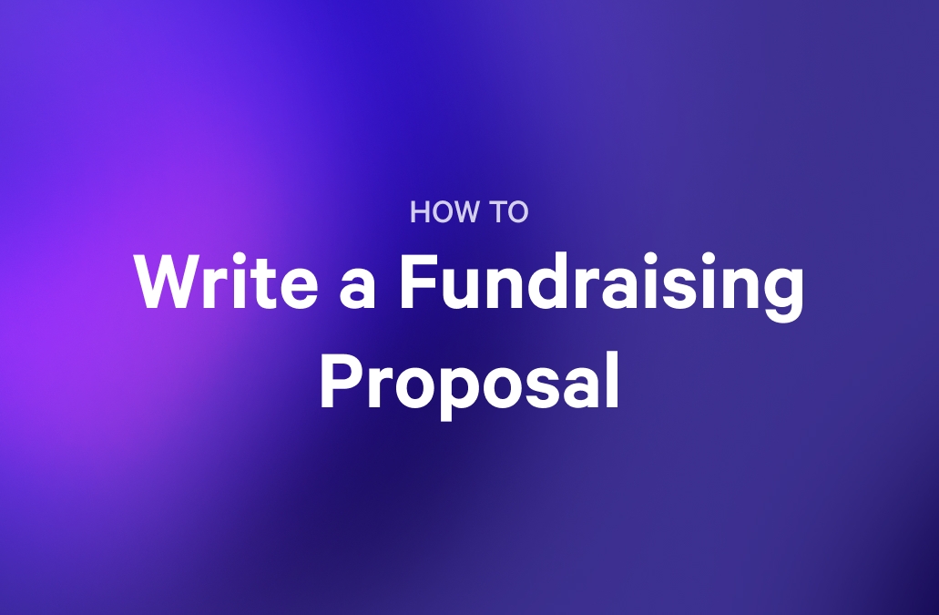 how to write a fundraising proposal on a purple background