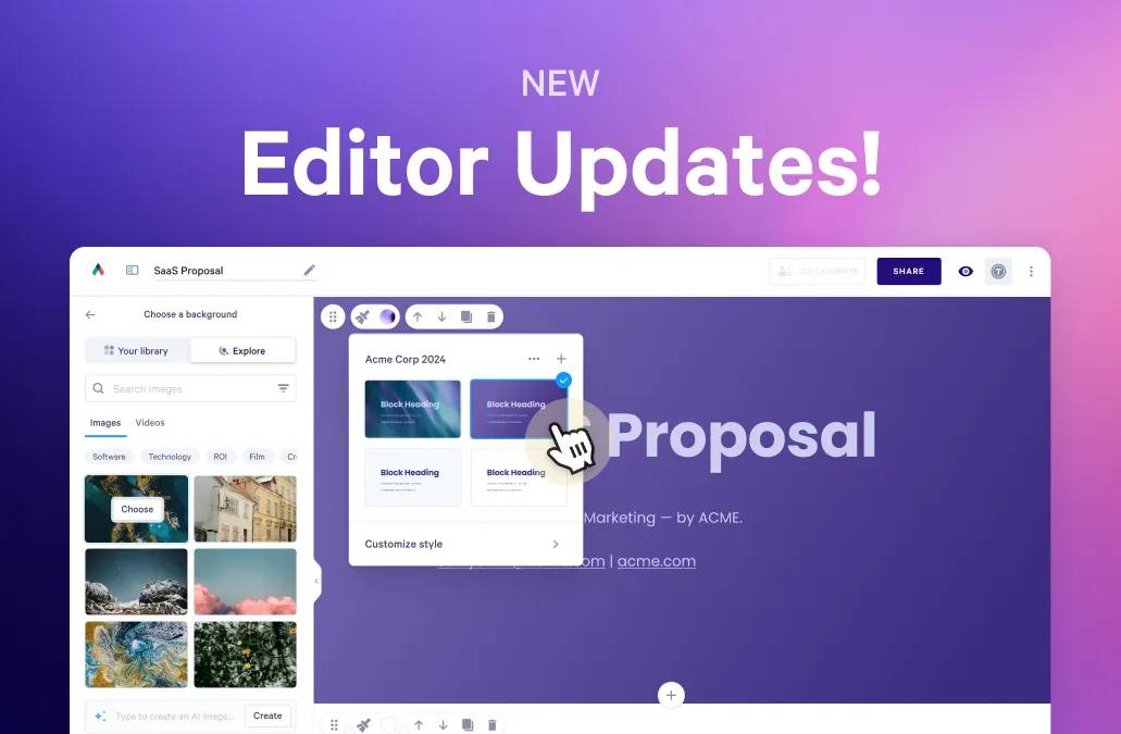 a screenshot of the new editor updates app.