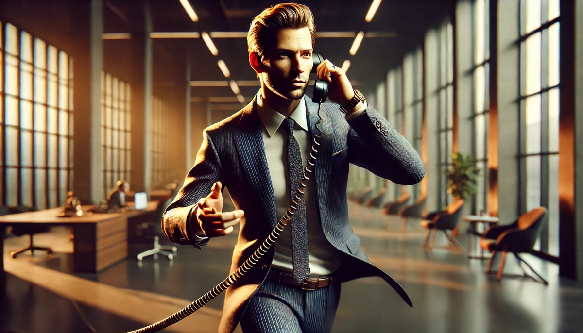 a man in a suit and tie is running while talking on a phone .