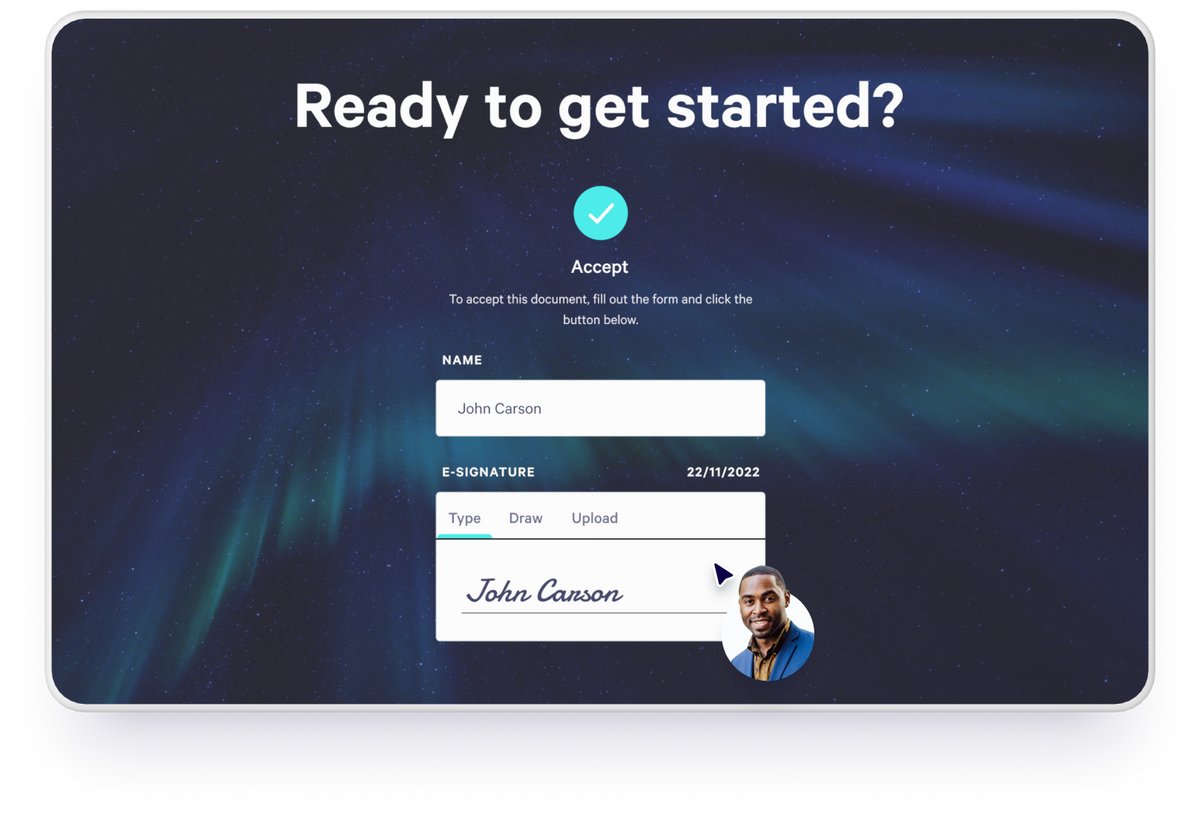 Accelerate deals by collecting legally-compliant e-signatures right from your Qwilr pages