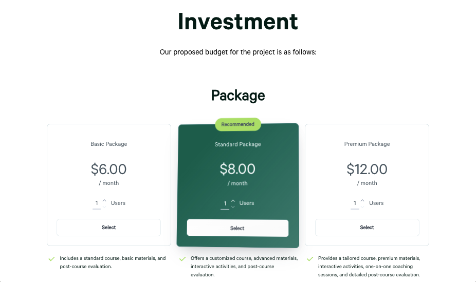 a screenshot of a website that says investment on it