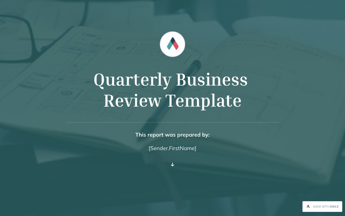 a quarterly business review template with a pen and glasses on a table .